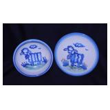 Mary Alice Hadley pottery sheep lamb bowl & plate