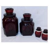 Pair of Wheaton Royal Ruby Red glass salt &