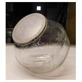 Large antique banded glass apothecary jar w/
