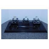 Antique wooden inkwell stand w/ carved elephant,