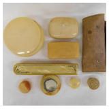9 vintage celluloid pieces: Powder container - 7