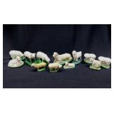 12 vintage sheep lamb figurines