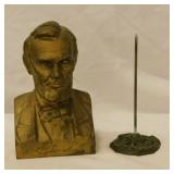 Vintage cast bronze Abraham Lincoln bust, 6" tall