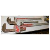 3 Ridgid aluminum pipe wrenches: 36" - 24" - 18"