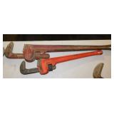 2 Ridgid steel pipe wrenches: 36" & 24"