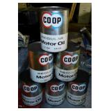 6 vintage unopened 1 qt. cans COOP motor oil,