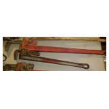 2 Ridgid steel pipe wrenches: 48" & 36"