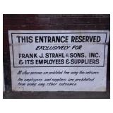 Metal hand painted Frank Strahl sign, 36" x 24"