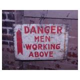 Wooden hand painted DANGER sign w/ directional