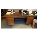Mid Century wooden 6 drawer office desk,