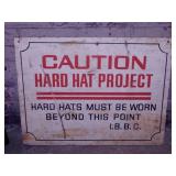 Wooden hand painted CAUTION sign, 24" x 18"