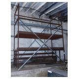 Steel angle iron shelving frame, 99" x 46" x 112"