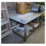 Metal rolling work shop table, 48" x 36" x 29"