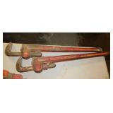 2 Ridgid steel pipe wrenches, 36"