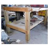 Wooden work shop table, 67" x 36" x 36"