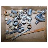 Box of various sockets & more