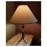 Modern wrought iron & jute table lamp w/ parchment