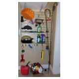 Contents of wall shelves: Shepherds hooks -