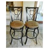 Pair of swivel counter height barstool chairs with