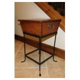 Twisted wrought iron & wood box side table with