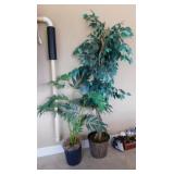 Faux ficus tree in metal planter, 6.5