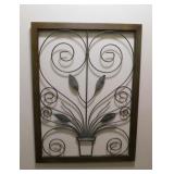 Modern metal tree scroll wall art piece, 24" x 32"