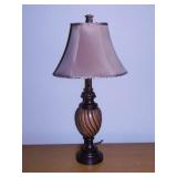 Table lamp w/ finial & linen shade, 31" tall