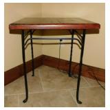 Modern twisted wrought iron & wood side table,