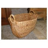 Large woven rattan market basket, 19" wide -