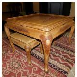 Vintage Hong Kong carved wood relief game table w/