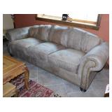 Leiper Furniture aged leather 3 cushion couch with
