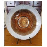 Decorator art glass bowl w/ metal stand,