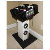 PowerBlock home gym adjustable dumbbells on stand