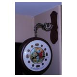 Cigar box label 2-sided hanging clock: