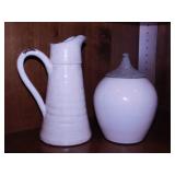Glazed pottery tobacco jar w/ lid, 9.5" tall -