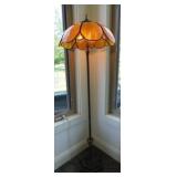 Antique cast iron & caramel slag glass floor lamp