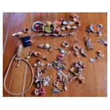 Costume jewelry: Pin brooches - Earrings -