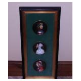 3 antique hand painted porcelain Italian portrait