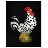 Large glazed ceramic rooster statue, 15" tall