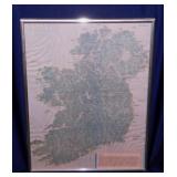 Vintage map of Northern Ireland, framed,