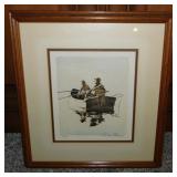 Rare Fishing intaglio print by William Sloan,