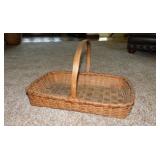 Nice antique woven split wood shallow basket w/