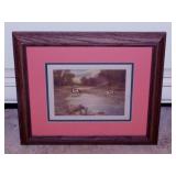 A Shallow Stream tranquil cattle landscape print,