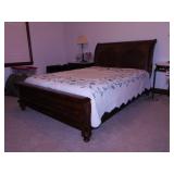 Solid wood & leather upholstered sleigh bed,