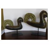 2 Global Views metal home decor roosters,