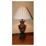 Metal Grecian style table lamp w/ pleated linen
