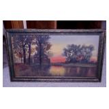 Original Old Mill at Sunset landscape painting on