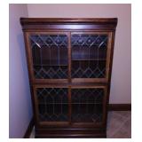 Antique oak 2 section barrister bookcase w/ leaded