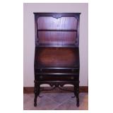 Vintage mahogany drop front secretary hutch w/ key