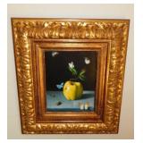 Still life fruit w/ insects & butterflies print on